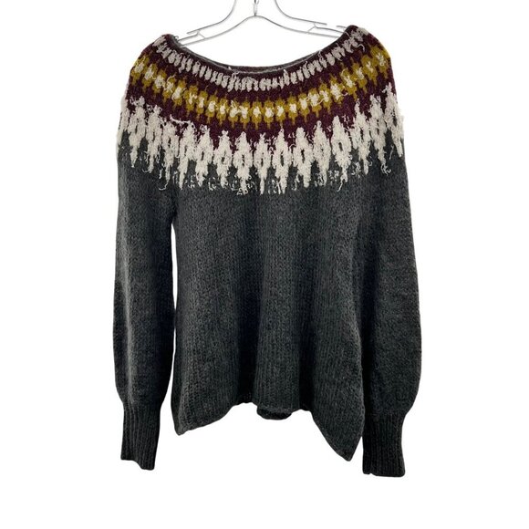 Free People Women's Fuzzy Knit Pullover Sweater Gray/Multi Size XS - Picture 1 of 9